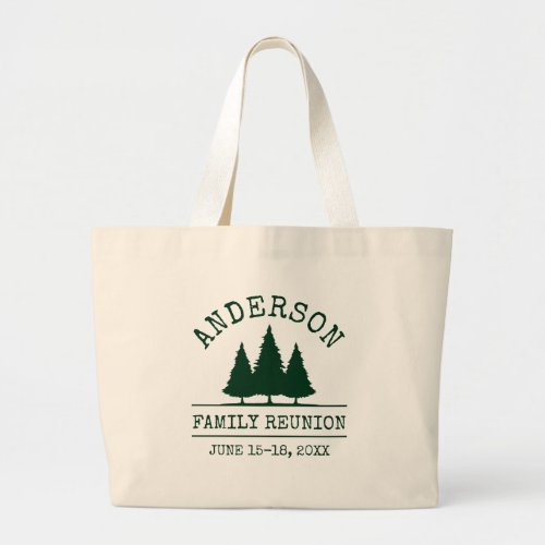 Family Reunion Rustic Pine Trees Large Tote Bag