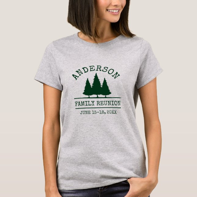 Family Reunion Rustic Pine Trees Women's Gray T-Shirt (Front)