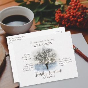 Family Reunion Rustic Tree Hand Letter Script Invitation Postcard