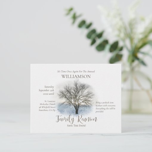 Family Reunion Rustic Tree Hand Letter Script Invitation Postcard | Zazzle