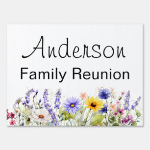 Family Reunion Rustic Wildflower Yard Sign Decor