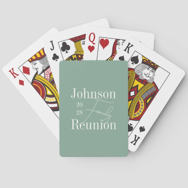 Family Reunion Sage Green Poker Cards (Back)