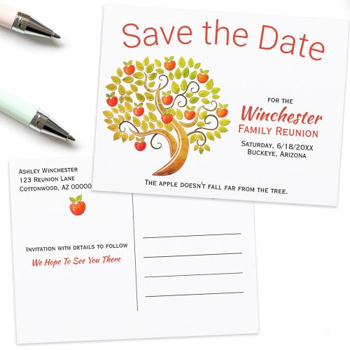 Family Reunion Save The Date Apple Tree Custom Announcement Postcard