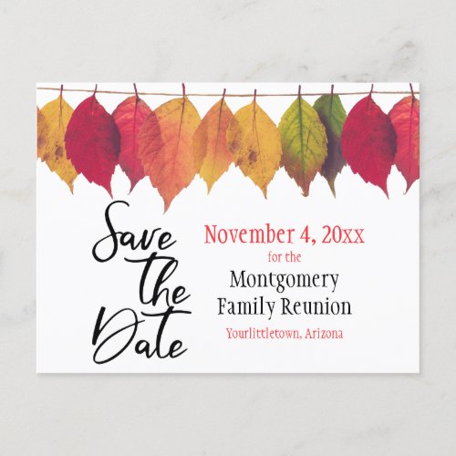 Family Reunion Save The Date Autumn Color Leaves Announcement Postcard