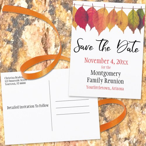 Family Reunion Save The Date Autumn Tree Leaves Announcement Postcard