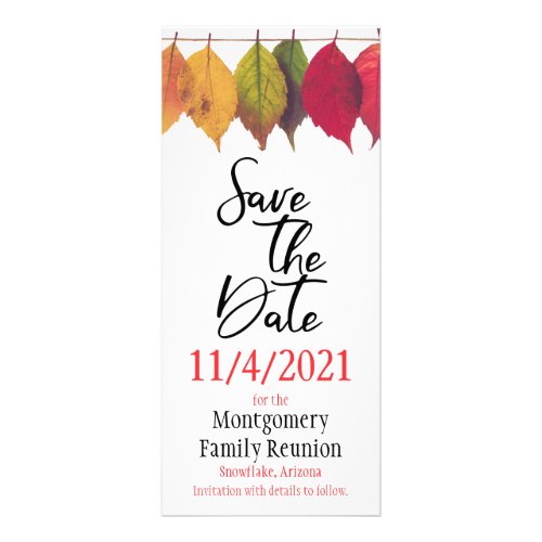 Family Reunion Save The Date Autumn Tree Leaves Rack Card