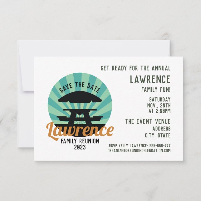 Family Reunion Save The Date Card (Front)