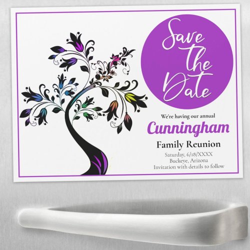Family Reunion Save The Date Colorful Tree Magnet