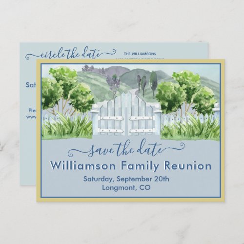 Family Reunion Save the Date Countryside QR Code  Announcement Postcard