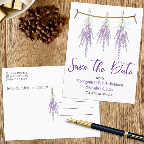 Family Reunion Save The Date Dry Lavender Bundles  Announcement Postcard