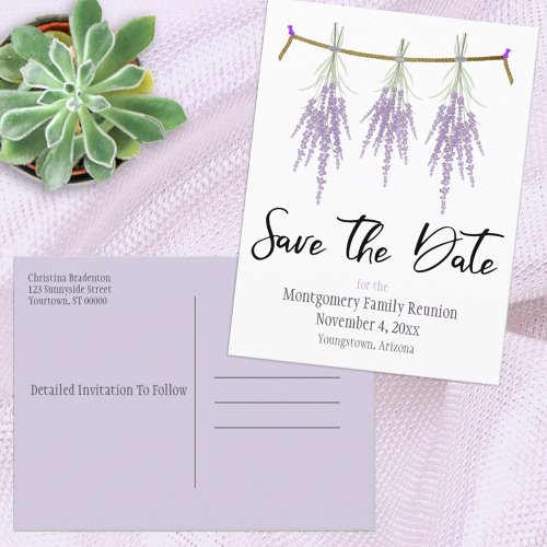 Family Reunion Save The Date Dry Lavender Bundles Announcement Postcard