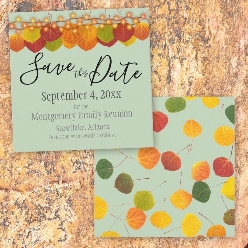 Family Reunion Save The Date Fall Aspen Leaves