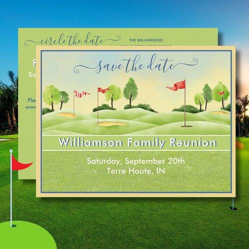 Family Reunion Save the Date Golf Club QR Code   Announcement Postcard