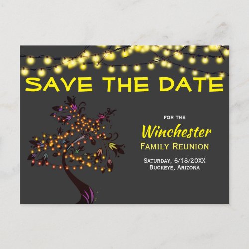 Family Reunion Save The Date Lights Tree Announcement Postcard
