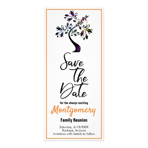 Family Reunion Save The Date Modern Colorful Tree Rack Card