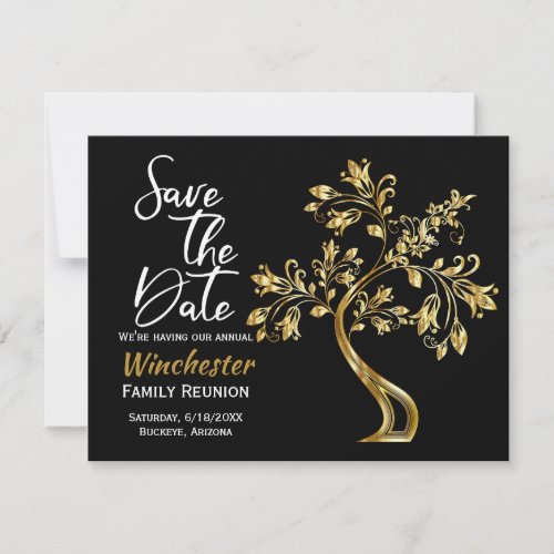 Family Reunion Save The Date Modern Gold Tree