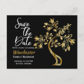 Family Reunion Save The Date Modern Gold Tree Announcement Postcard (Front)