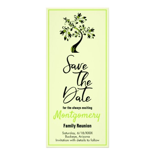 Family Reunion Save The Date Modern Green Tree Rack Card