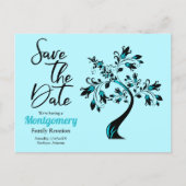 Family Reunion Save The Date Modern Teal Tree Announcement Postcard (Front)