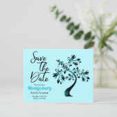 Family Reunion Save The Date Modern Teal Tree Announcement Postcard (Standing Front)