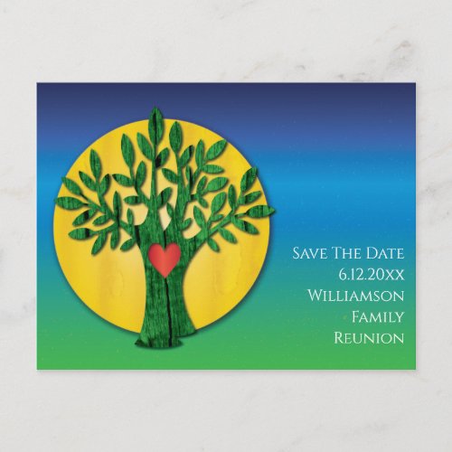 Family Reunion Save The Date Modern Tree Postcard