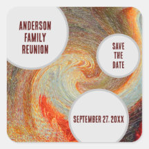 Family Reunion Save The Date Orange Brown Groovy