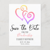 Family Reunion Save The Date Rainbow Linked Hearts