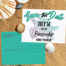Family Reunion Save The Date Tribal Turtle Art