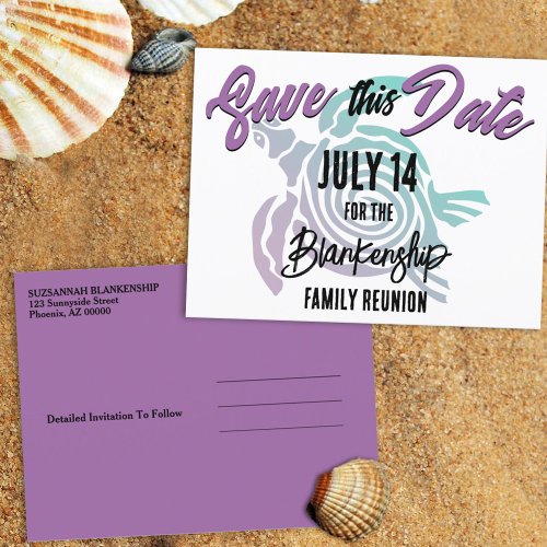 Family Reunion Save The Date Tribal Turtle Art Announcement Postcard