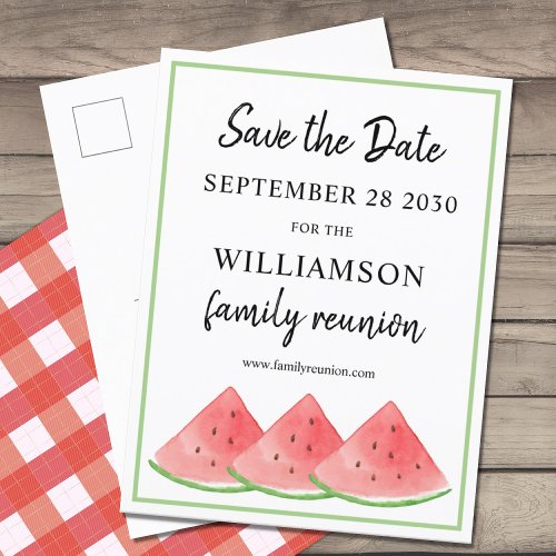 Family Reunion Save The Date Watermelon  Announcement Postcard