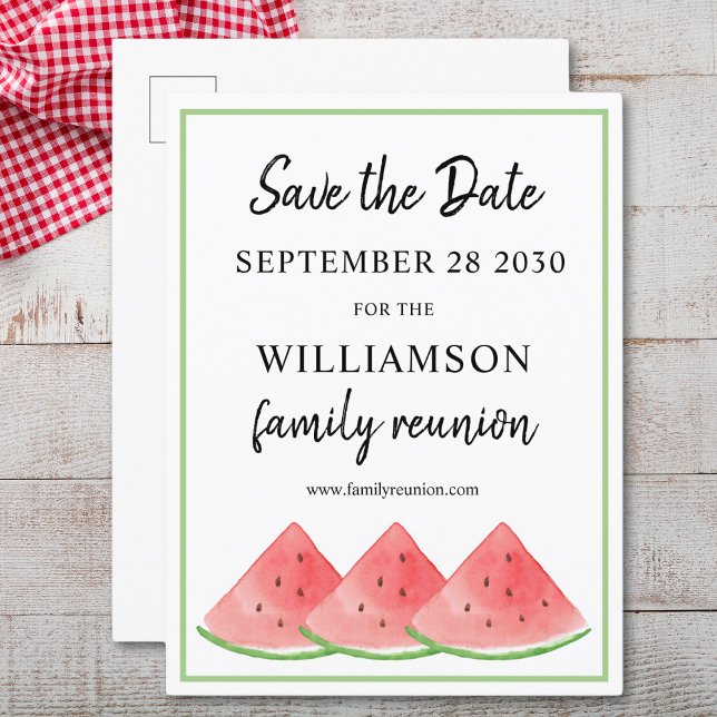 Family Reunion Save The Date Watermelon  Announcement Postcard (Creator Uploaded)