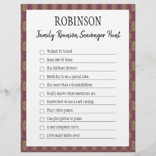 Family Reunion Scavenger Hunt Game 2