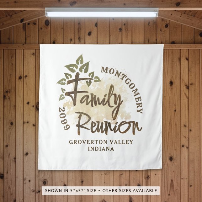 Family Reunion Script Tree Name Watercolor Tapestry (Creator Uploaded)