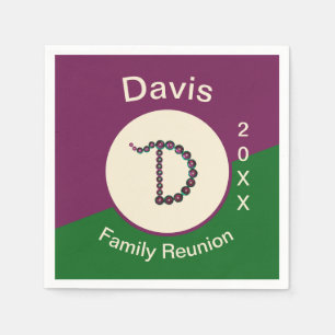 Family Reunion Sequin Bead Monogram Annual Event Napkins