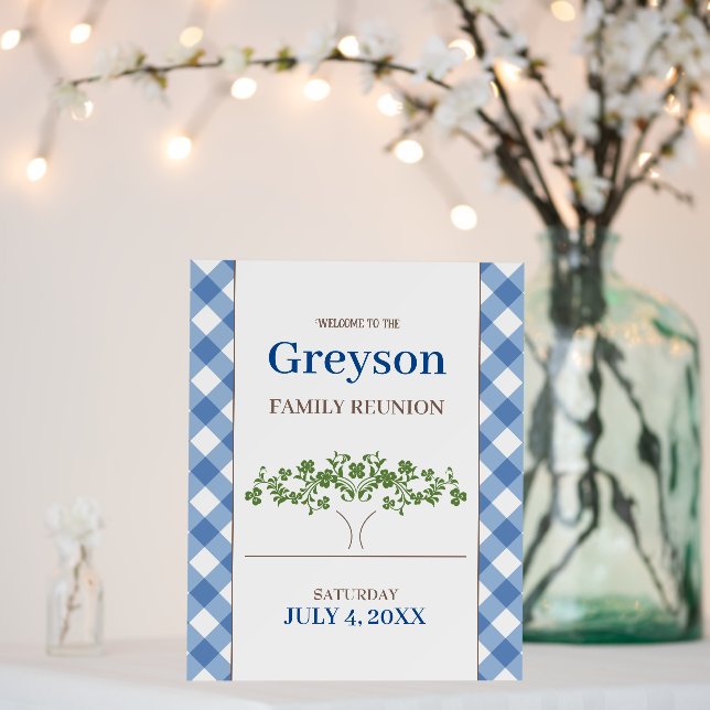 Family Reunion Signs Blue Gingham Print (In Situ (Wedding))