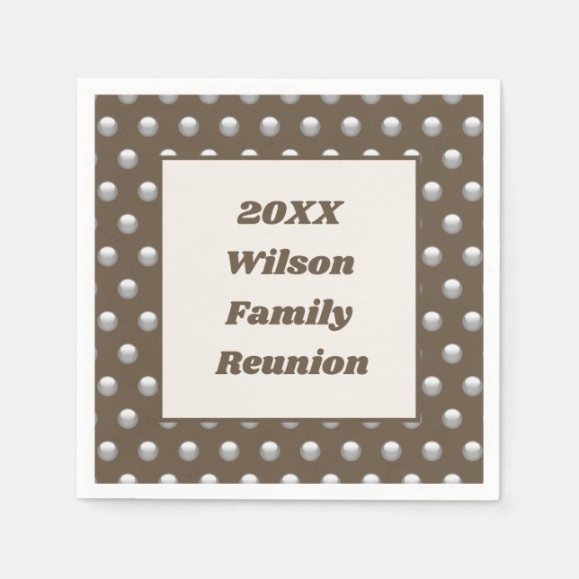 Family Reunion Silver Polka Dot Pattern Elegant Napkins (Front)