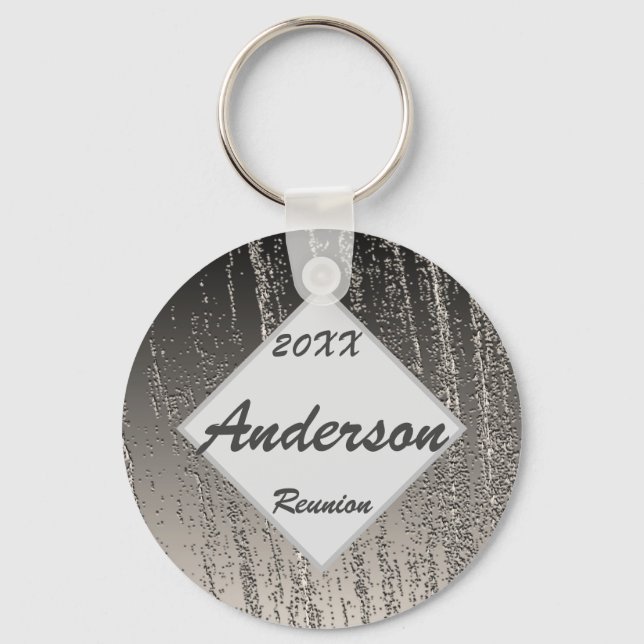 Family Reunion Silver Stripes Elegant Keepsake Keychain (Front)