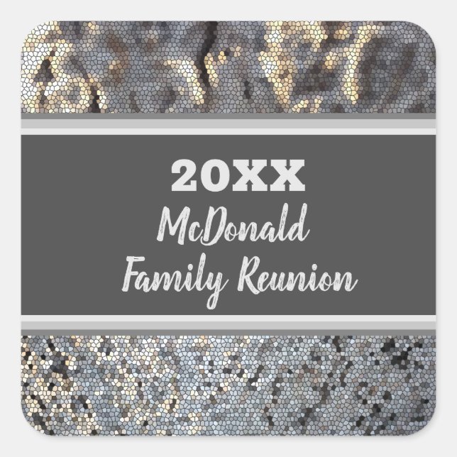 Family Reunion Small Gray Black Tile Mosaic Square Sticker (Front)