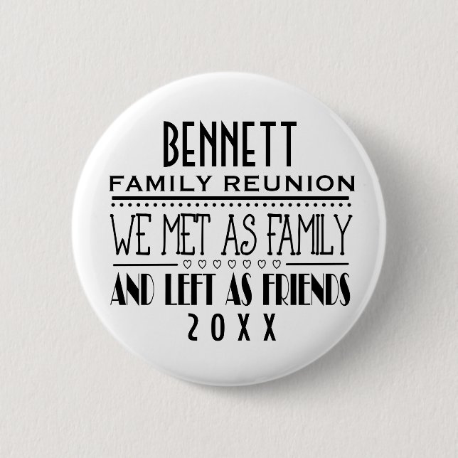 FAMILY REUNION SOUVENIR KEEPSAKE GIFT BUTTON (Front)