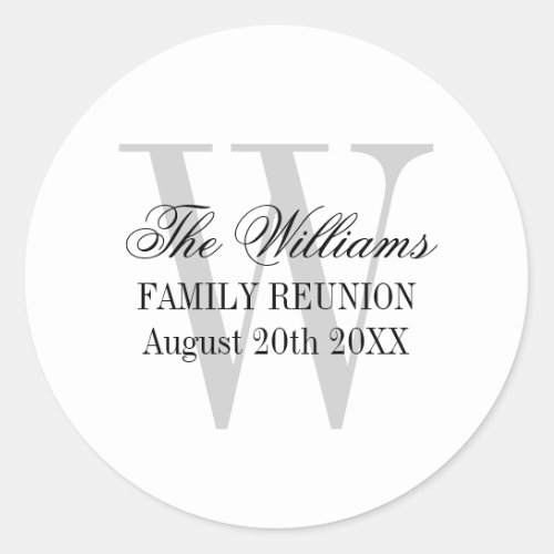 Family reunion stickers with elegant name monogram