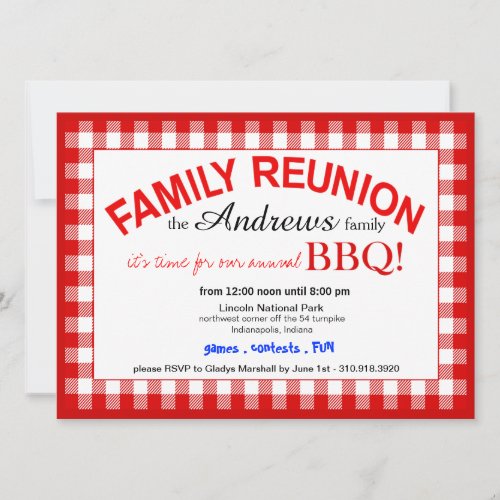 Family Reunion Summer BBQ Picnic Invitation