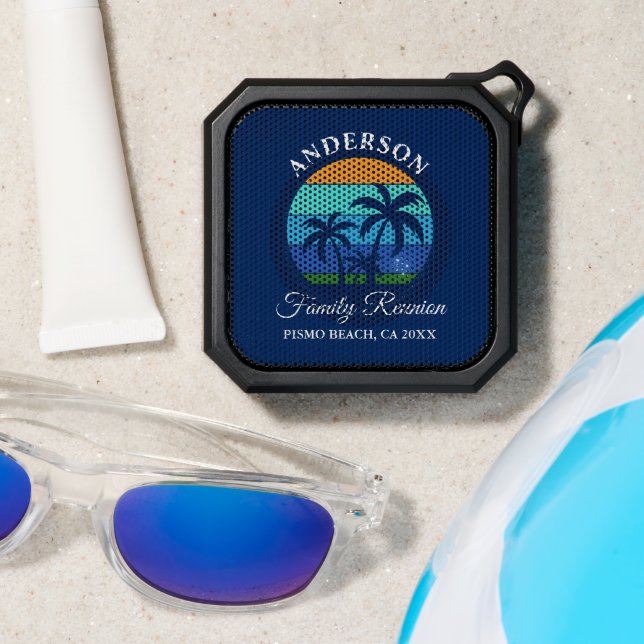 Family Reunion Summer Beach Palm Trees Blue Bluetooth Speaker (Insitu(Beach))