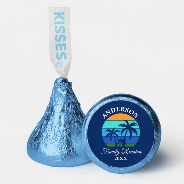 Family Reunion Summer Beach Palm Trees Blue Hershey®'s Kisses® (Front)