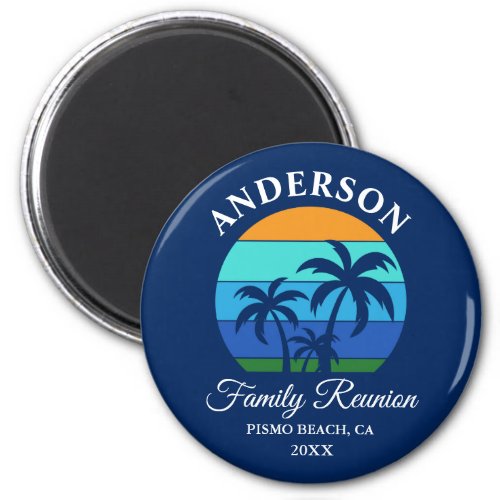 Family Reunion Summer Beach Palm Trees Blue Magnet