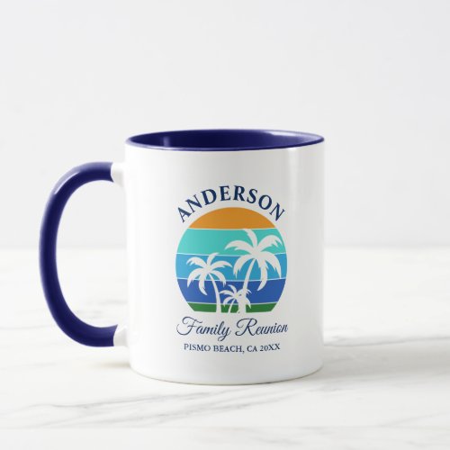 Family Reunion Summer Beach Palm Trees Blue Mug