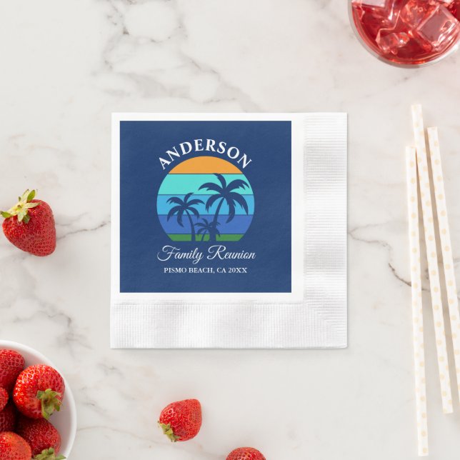 Family Reunion Summer Beach Palm Trees Blue Napkins (Insitu)