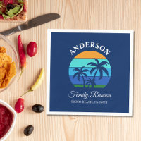 Family Reunion Summer Beach Palm Trees Blue Paper