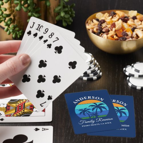 Family Reunion Summer Beach Palm Trees Blue Poker Cards