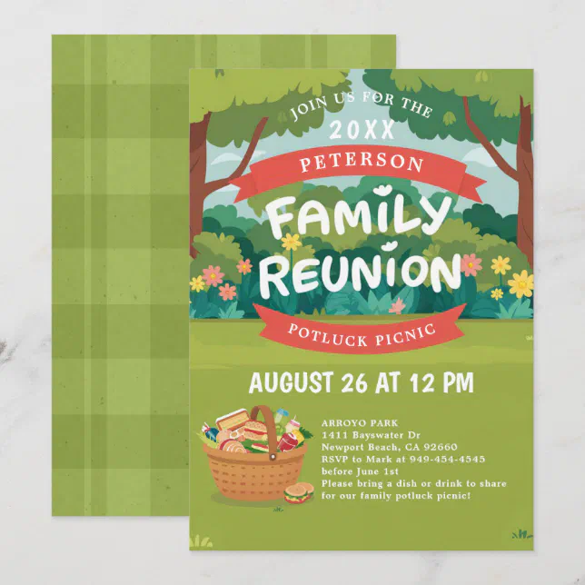 Rec Invitation Family Reunion Summer Picnic Fun Illustration Invitation | Zazzle