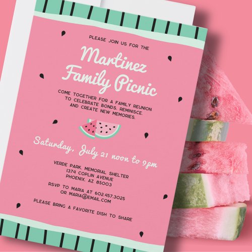 Family Reunion Summer Picnic Party Watermelon Invitation